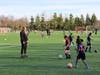 Jaclyn Thompson coaching her girls team at Tiffany Roberts Field in San Ramon.