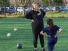 Jaclyn working with one of her youth soccer players