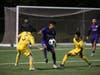 SRFC's Danny Flores battles for control of the ball against Academica SC's defense in a 4-2 home win at Tiffany Roberts Field on October 3rd. 