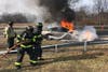 Wantagh firefighters tackled a car fire on the Southern State Parkway on March 27.