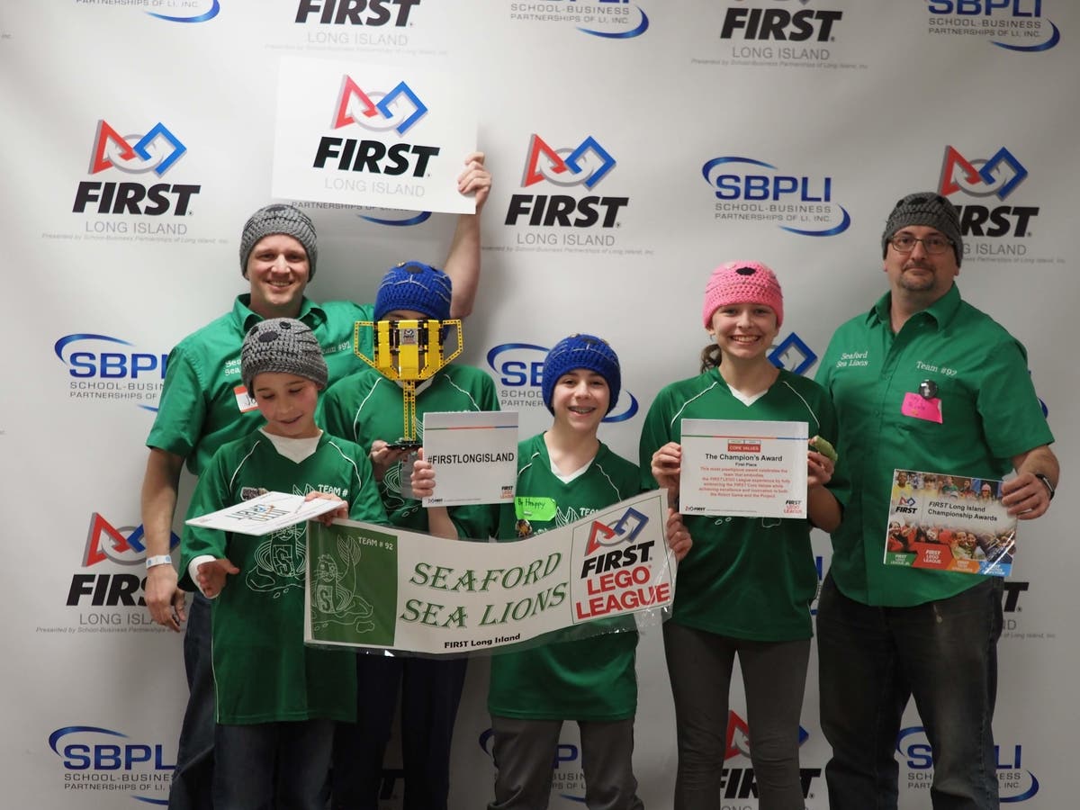 The Seaford Sea Lions after their big win. They're heading to Detroit this month for the World Festival.