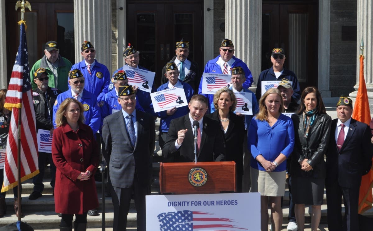 Nassau County officials announced the Dignity for our Heroes Act on Wednesday.