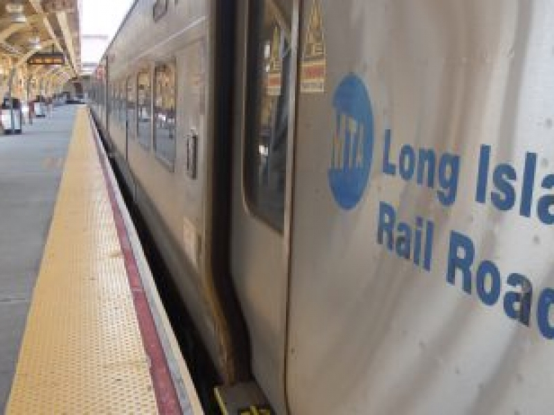 A woman was trapped between the train and platform at the Long Beach LIRR station early Sunday.