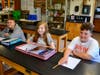 (Left to right) North Middle School seventh graders Michael Soto, Madison Watson and Brendan Woodard prepared to learn. 