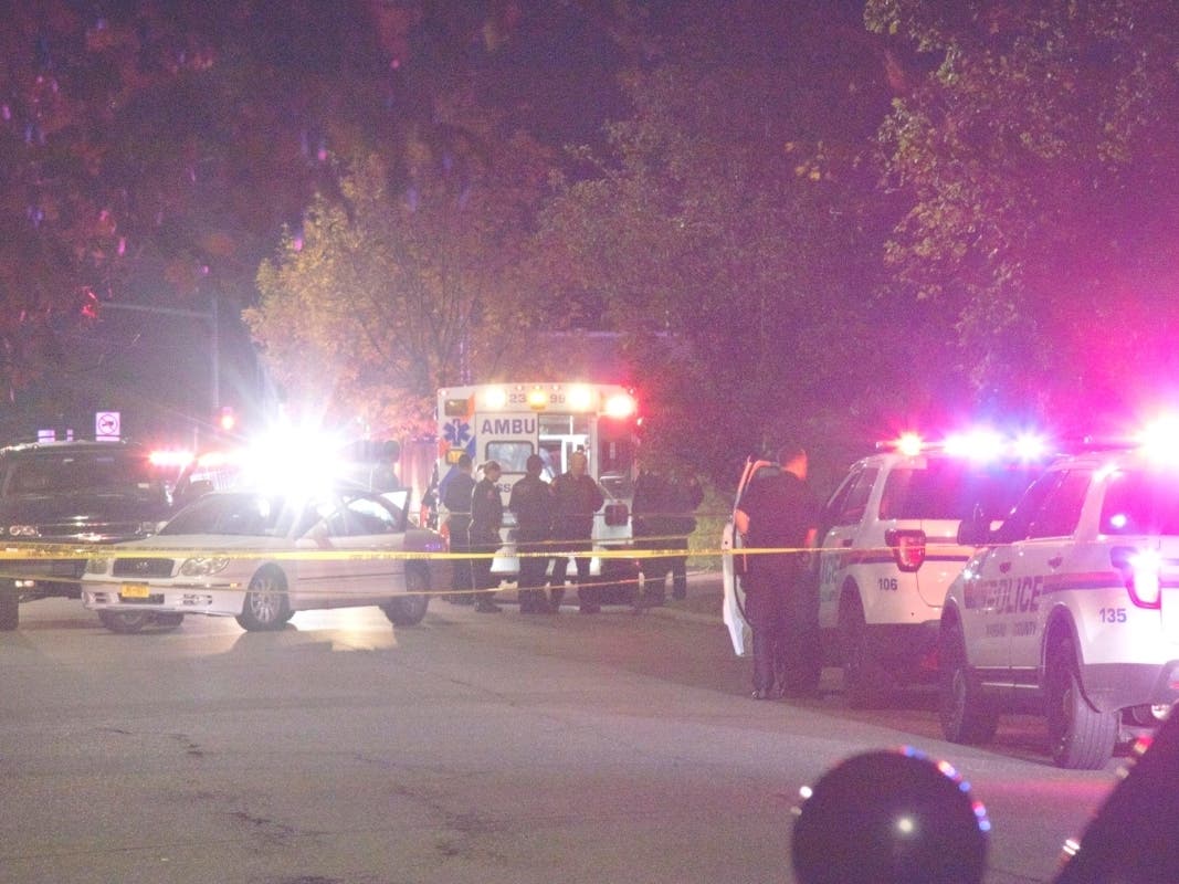 One man was shot in the buttocks, and another was arrested, after a road rage incident in North Bellmore turned violent.