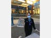 Winthrop University Hospital worker receives GCHS Class of 2021 letters.