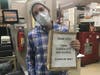 KeyFood worker receives GCHS Class of 2021 letters.