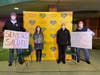 Lynbrook High School Principal Joseph Rainis, Superintendent of Schools Dr. Melissa Burak, Director of Fine and Performing Arts Joseph Pallotta and Athletic Director Thomas Graham cheered on the LHS Class of 2020. 
