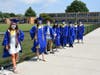 Members of the East Meadow High School Class of 2020 lined up ahead of one of the school’s graduation ceremonies on July 26. 