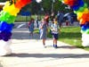 Students at Stewart School were excited to see friends on opening day.