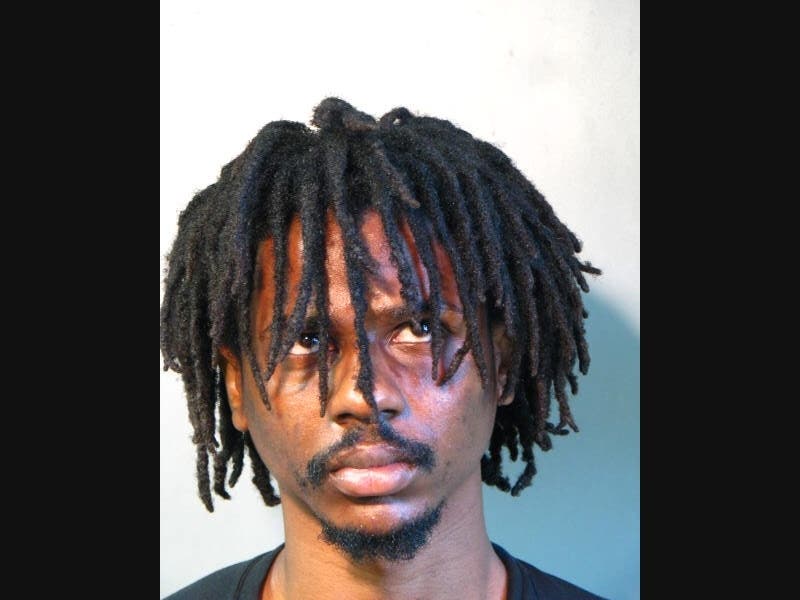 Police said Hurguens Jasmine attacked two officers with a metal broomstick, causing cuts and bruises to them both.