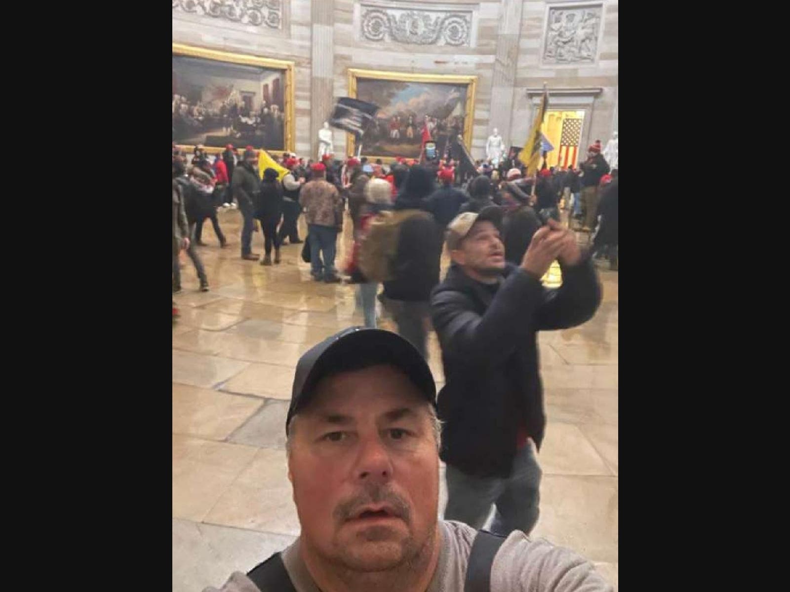 Officials said Thomas Fee took this selfie while storming the Capitol Rotunda on Jan. 6.