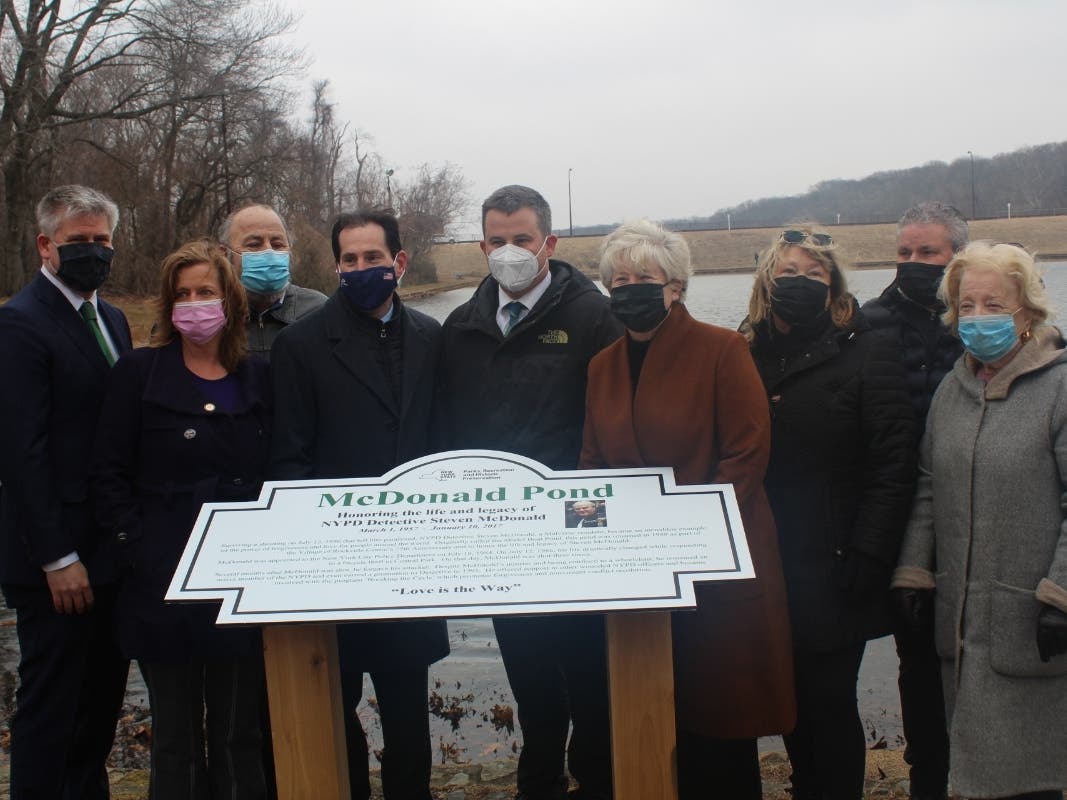 New signs in Hempstead Lake State Park honor Det. Steven McDonald.
