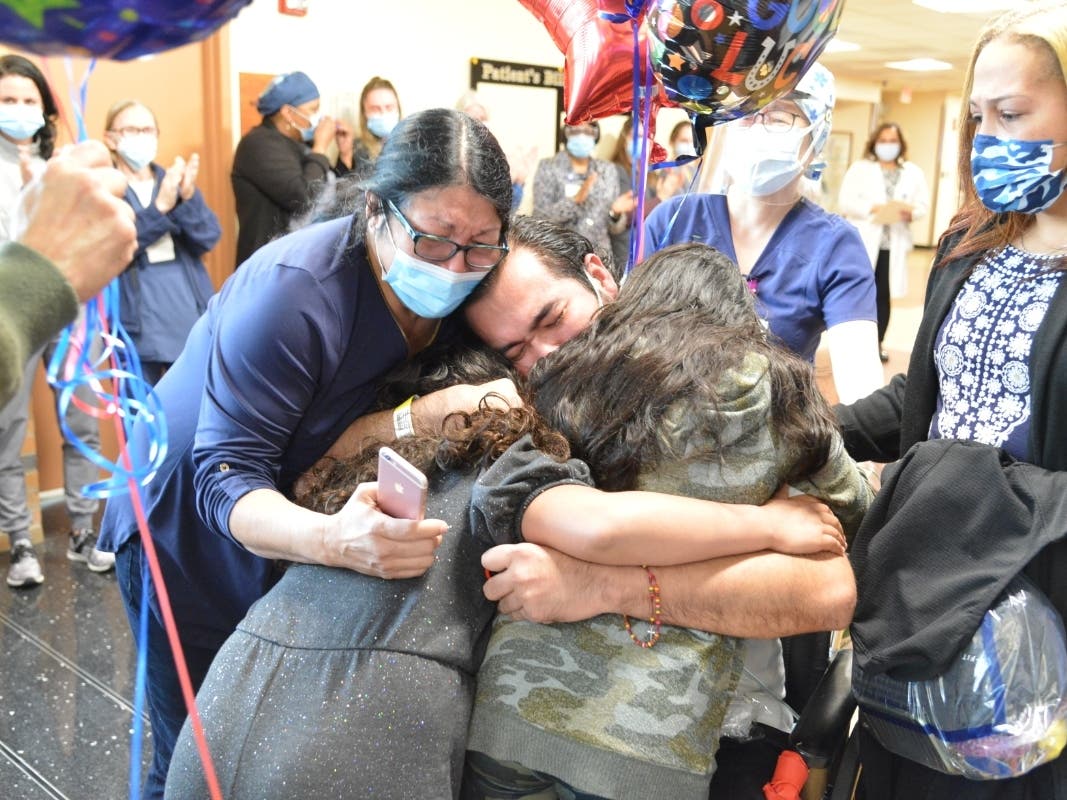 Alfredo Hercules was able to hug his family for the first time on March 24 after he was diagnosed with coronavirus on Jan. 2.