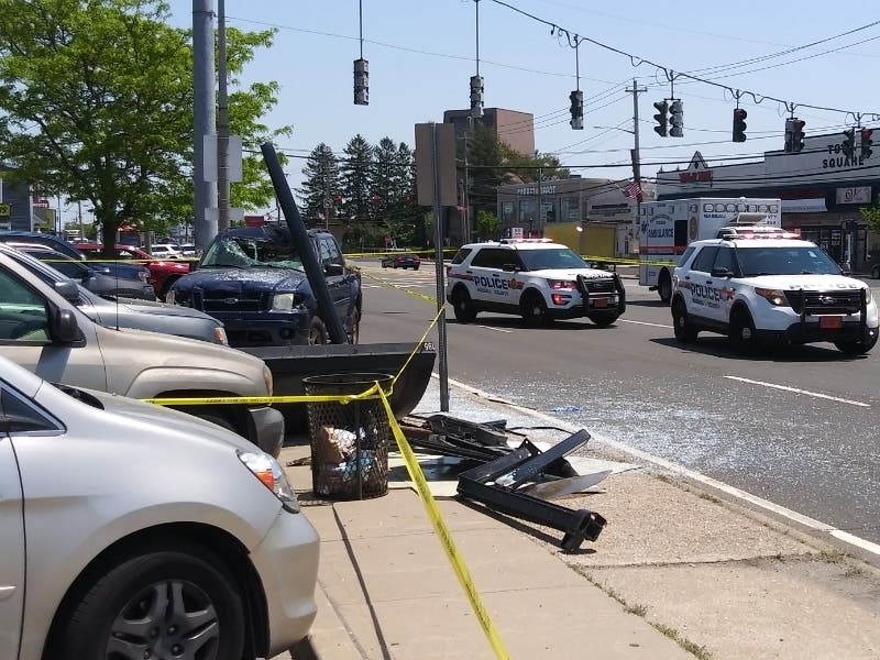 2 Injured When Pickup Truck Crashes Into Levittown Bus Stop | Levittown ...