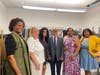 Left to Right: Mary Courtney, TCHS Principal; Jeannie Weakliem, TBOE Board Member; Melissa Tenzer, CEO DFSCNJ; Reed Gusciora, Mayor of Trenton; Crystal Feliciano, TCHS Finance Teacher; Neisha Kelly, DFSCNJ Ambassador