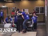 St. Francis Xavier 6th-grade students cheer after a SEASPAR participant lands a strike in the 4th frame. 