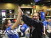 SEASPAR Participant and St. Francis Xavier 6th-grade student celebrate after leaving no pins standing. 