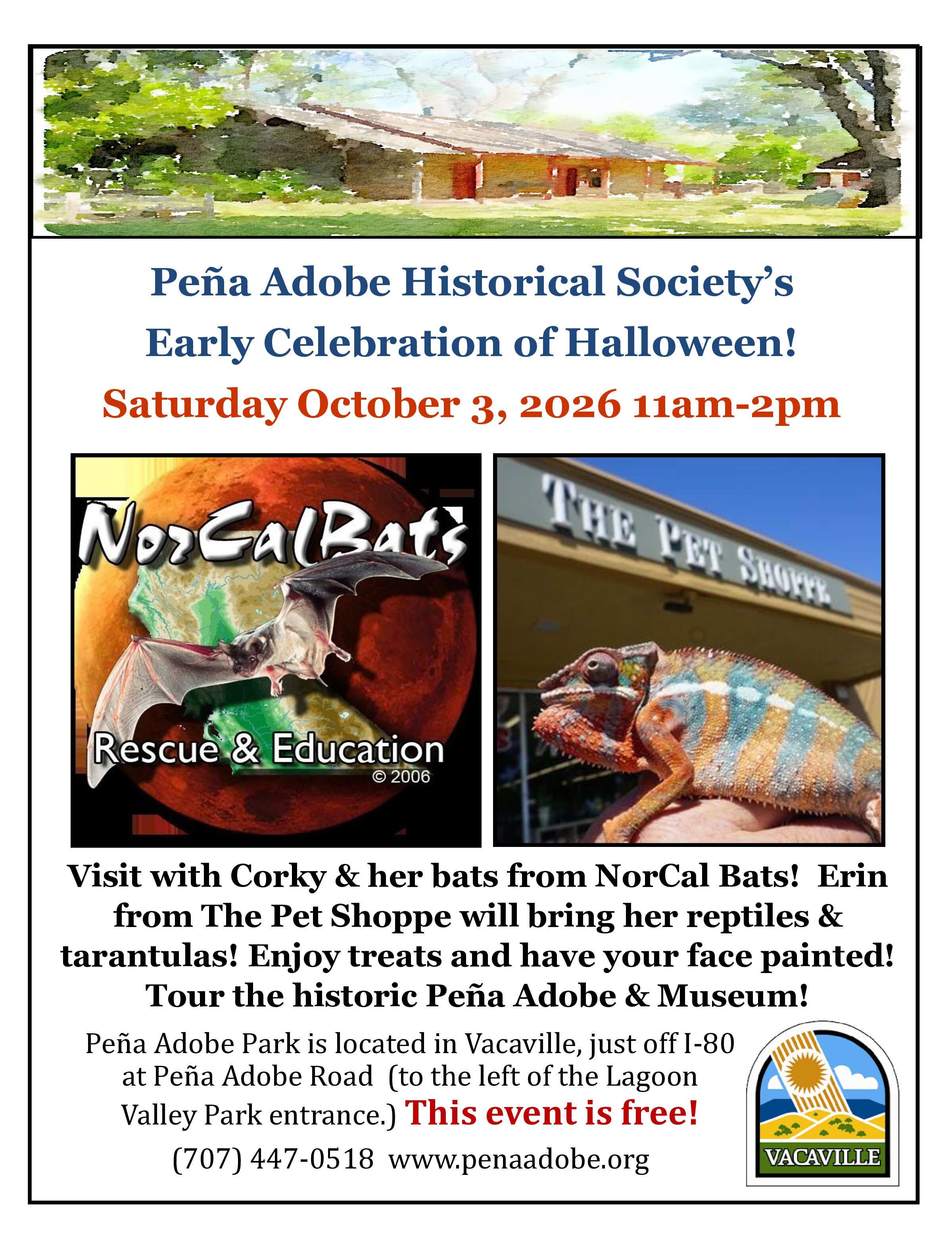 Celebrate an Early Halloween at Peña Adobe Saturday, October 3, 2026
