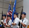Putnam County Composite Squadron Color Guard.  C/SMSgt Evan Regan, C/SMSgt Steven Johnston, C/A1C Rocco Rapisarda and C/CMSgt Eduardo Gonzalez.