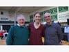 NWC Girls Basketball Coach, Al Phillips of Hartford, with NWC parents, Rebecca Lobo and Steve Rushin of Granby.