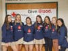 Blood Drive organizers Julia Dugan, Erin Shea, Isabella Mortillaro, Madison Montgomery, Emma Wilkos, Sarah Monarca, and Charlene Lam.