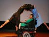 Choreographer Natalia performs her piece with two staff dance facilitators 
