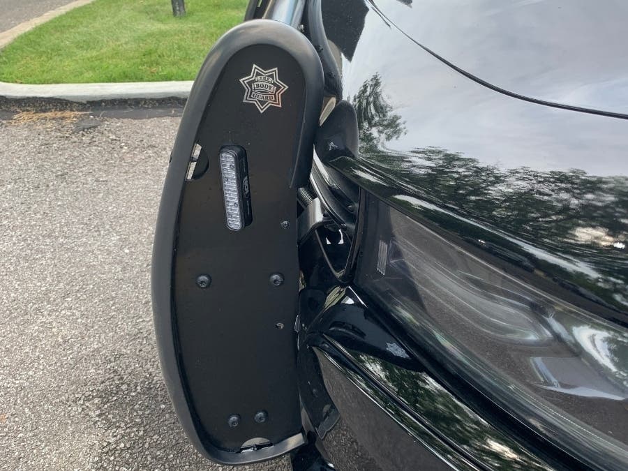 A Westlake police cruiser was hit several times by a car driven by a man running from police. 