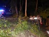 A pickup truck flipped and hit a tree after going off I-90 on Tuesday night. The driver was killed. 
