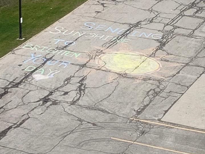 On Thursday, staff at Southwest General noticed a chalk art sketch and message left on a street leading up to the hospital.