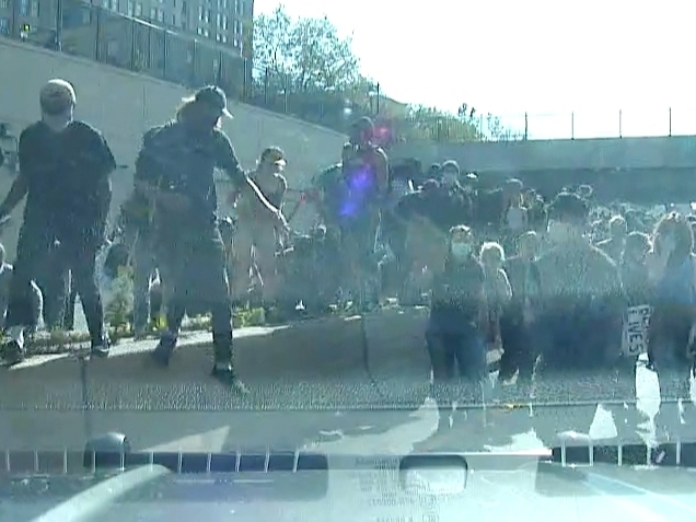 Dashboard camera video from the June 1 protest on Interstate 676.