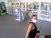 The suspected car thief is seen going into a business here.