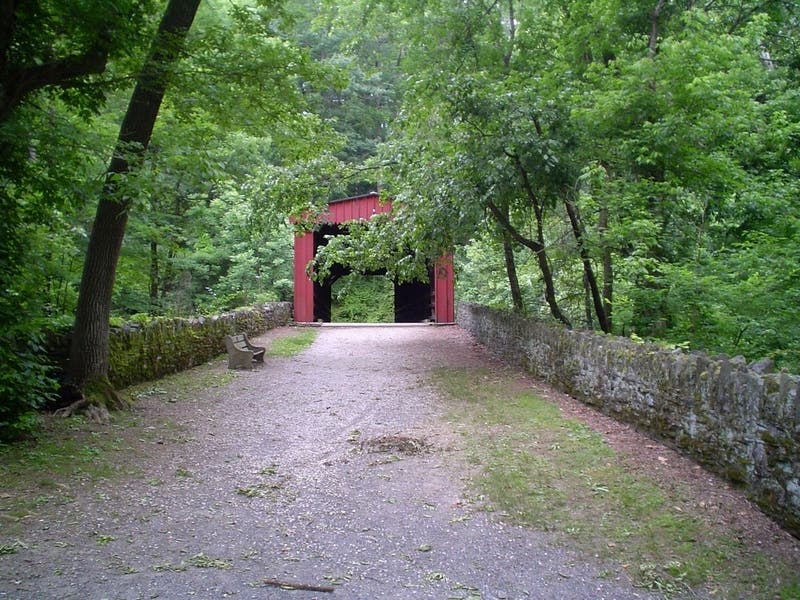 Pictured is the Thomas Mill Covered Bridge in Wissahickon Valley Park.