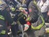 Merion Fire Company of Ardmore firefighters cut a chair that a young girl's finger was caught in.