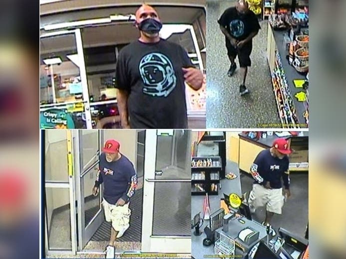 Philadelphia Police said the man seen here is sought in connection with robberies at Wawa stores.