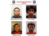 Top left: Dayron Burney-Thorn​, 16, is wanted for murder and related crimes. Top right: Troy Fletcher, 15, wanted on murder and related crimes. Bottom left: Yaaseen Bivins, 21, is in custody. Bottom right: Zyheid Jones, 17, is in custody.