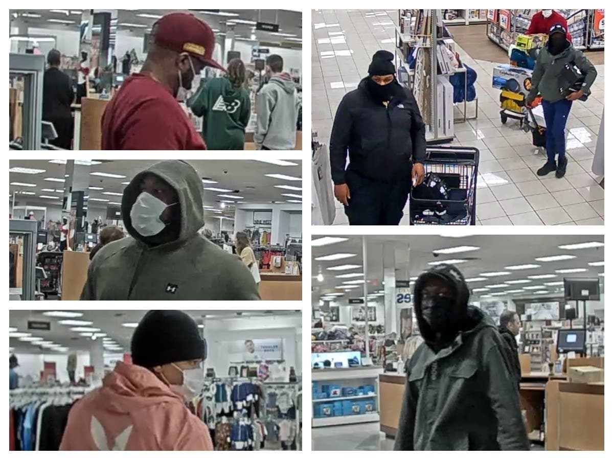 Police said the five people seen here are sought in connection with a major retail theft at the Havertown Kohl's department store.