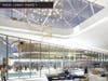 A rendering of the hotel lobby.