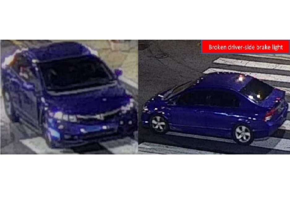 Police said the suspects are two black men who were in an electric blue 2006 to 2010 Honda Civic four-door sedan with a broken driver-side brake light, and tinted windows that last seen operating without headlights on.