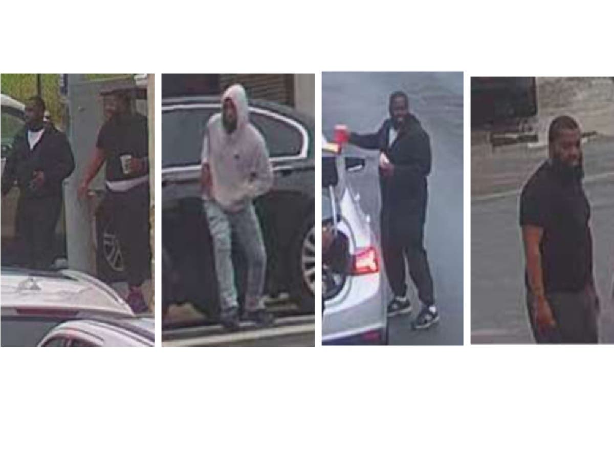 Philadelphia Police said the men seen here are being sought in connection with the assault and robbery of an off-duty officer over the weekend.