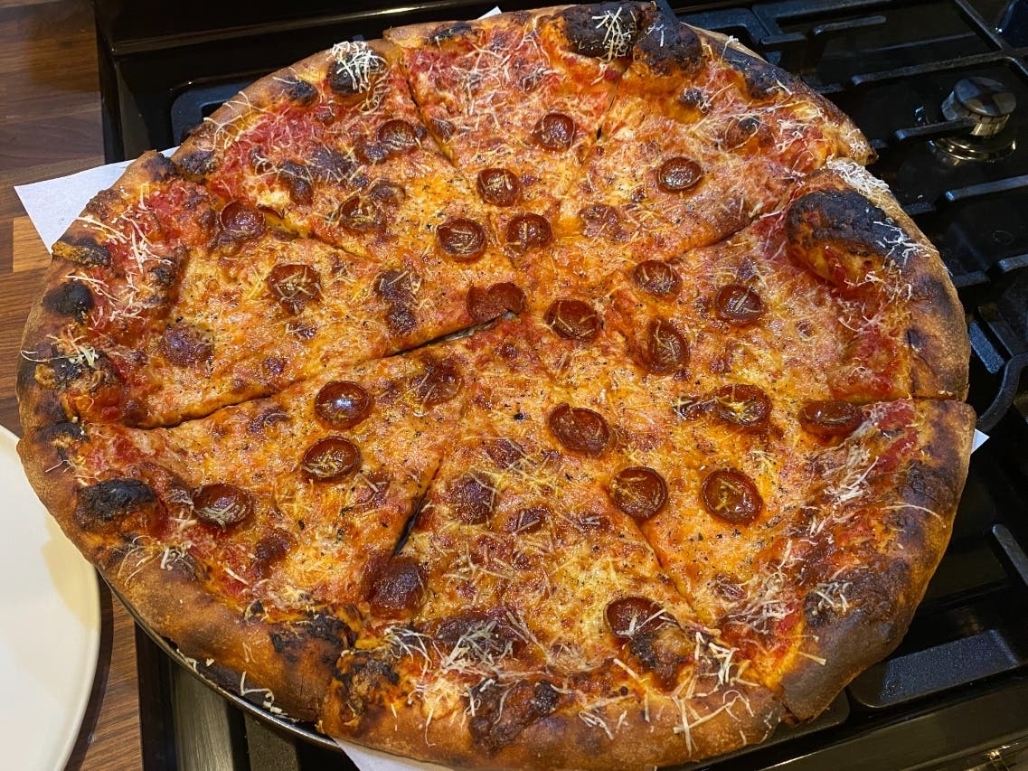 A pepperoni pie from Pizzeria Beddia in Philadelphia.