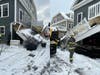 No one was hurt when a snow plow struck two homes in Ardmore Monday afternoon.