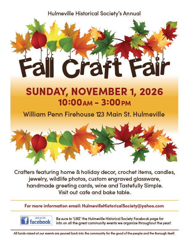Hulmeville Historical Society Annual Fall Craft Fair