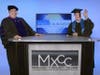Professor Frank Stellabotte and Dean Kim Hogan hosted the event from the college's Center for New Media broadcast studio.
