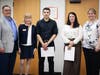 Ken & Carolyn Innocenzi, left, present the Meriden Administrator Scholarship to students
Sandy Fernandez and Amy Fontanella, center, with Interim Campus CEO Kim Hogan, right.