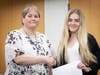 Interim CEO Kim Hogan with Kaitlin Hall, who received the Elizabeth R. Wagner Family Scholarship.