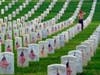 U.S. Cemetery with Memorial Day Flags