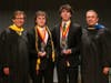 President of Notre Dame Robert F. Curis; Dylan Ross, of Milford, will attend Babson College (Valedictorian); Erik Kuselias, of Hamden (Salutatorian), will attend Brown University;  and Mr. Ruben Valencia, Vice President for Academic Affairs.