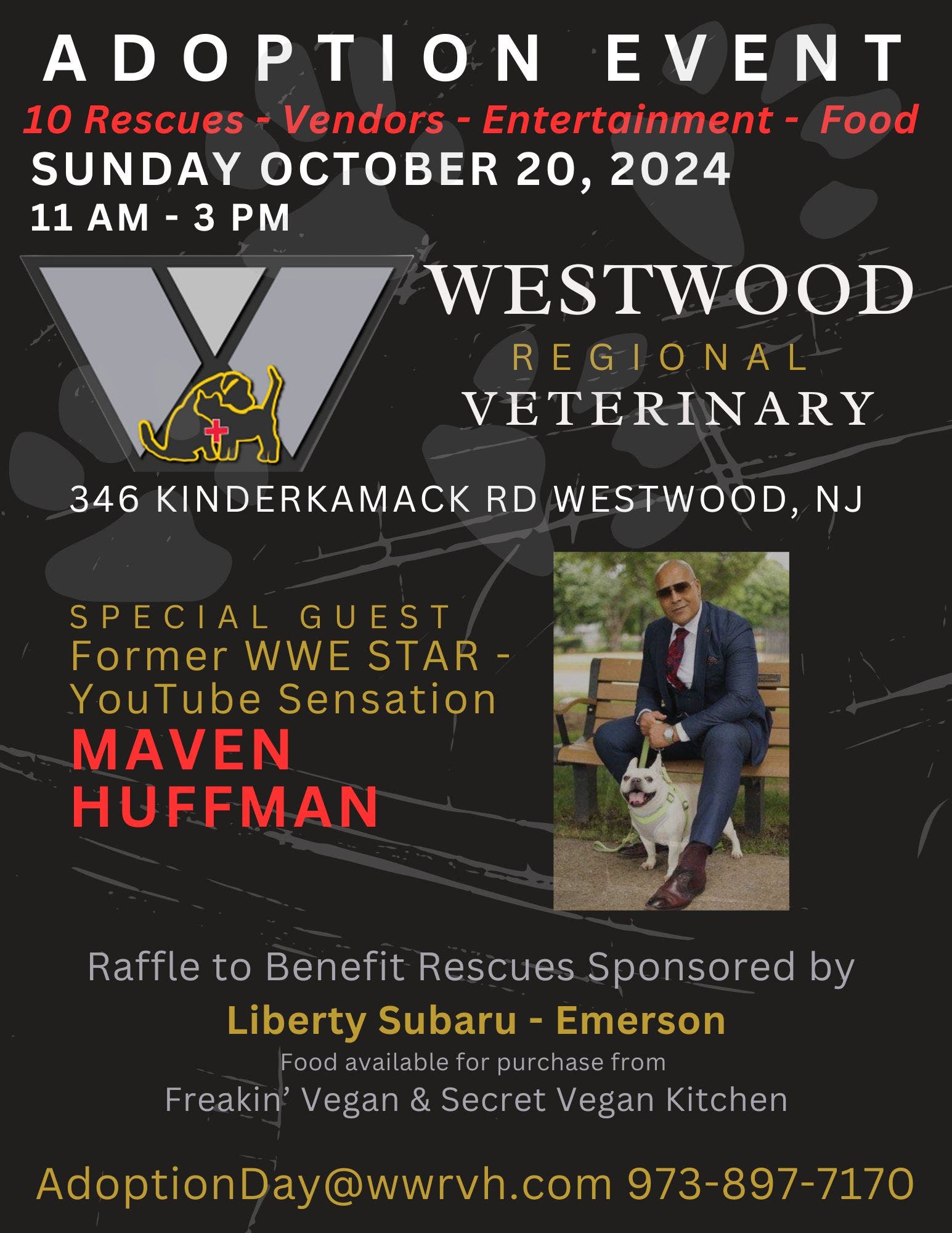 Oct 20 Pet Adoption, Fundraiser feat. WWE's Maven Huffman Westwood