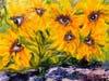 Christine Ochab-DiCostanzo, "Black Eyed Suzies"  
2020, oil on board, 9" x 12". 
